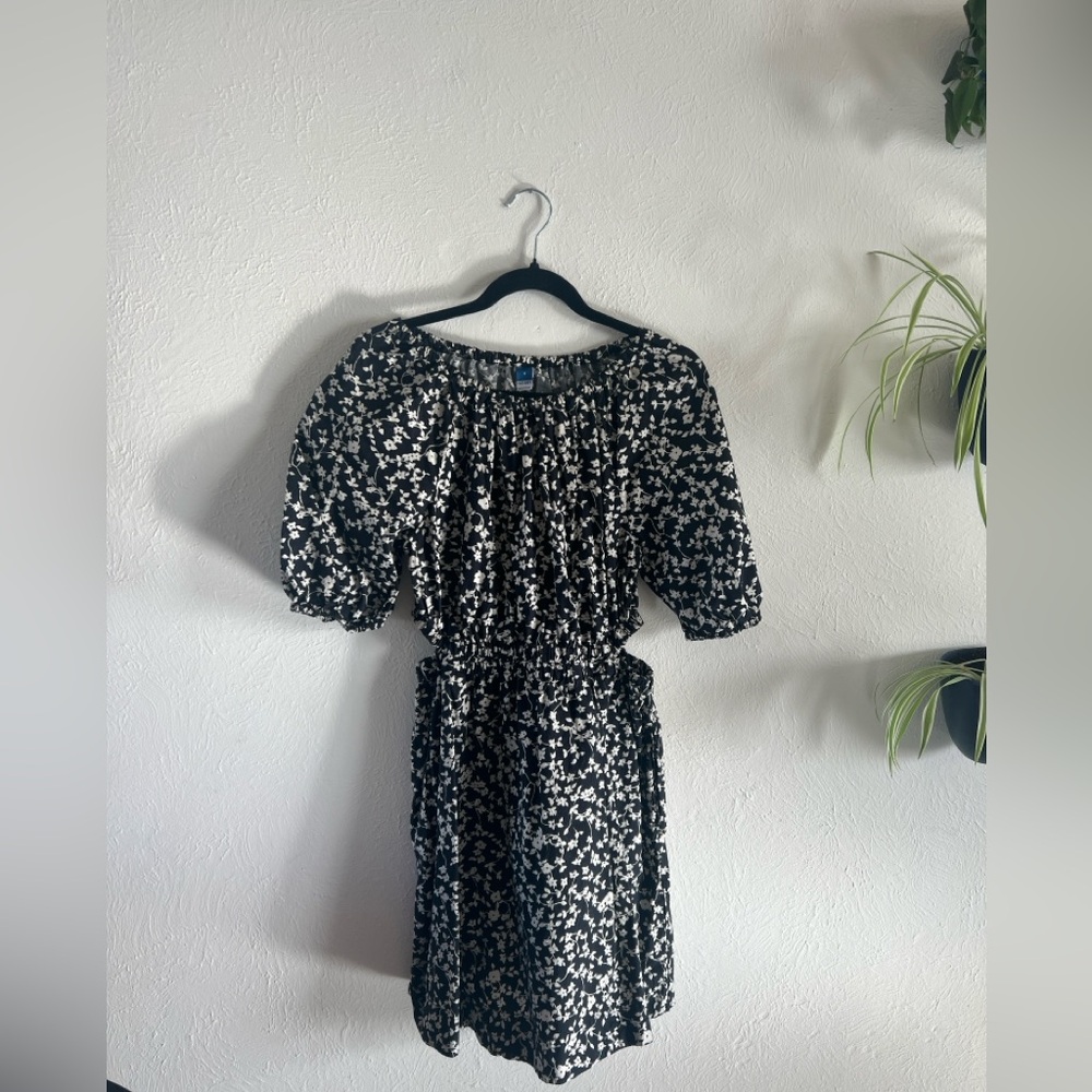 Old Navy Floral Black and White Dress with Cut Outs - Size Small